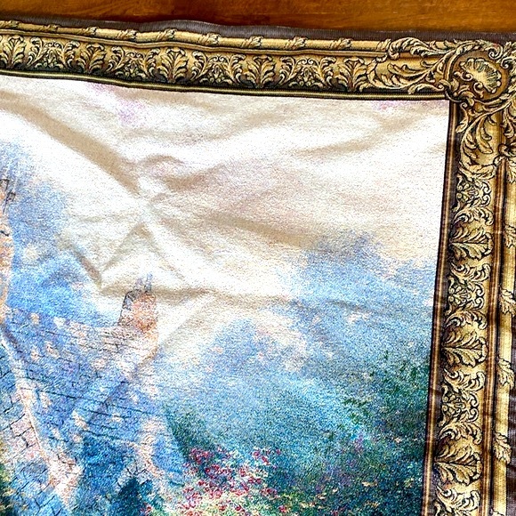 Thomas Kincade hanging tapestry- Hidden Cottage 54”x 80”. - Picture 4 of 7